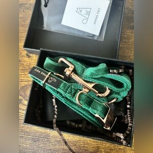 Aring Pet Green Velvet Dog Leash | Soft & Stylish | New